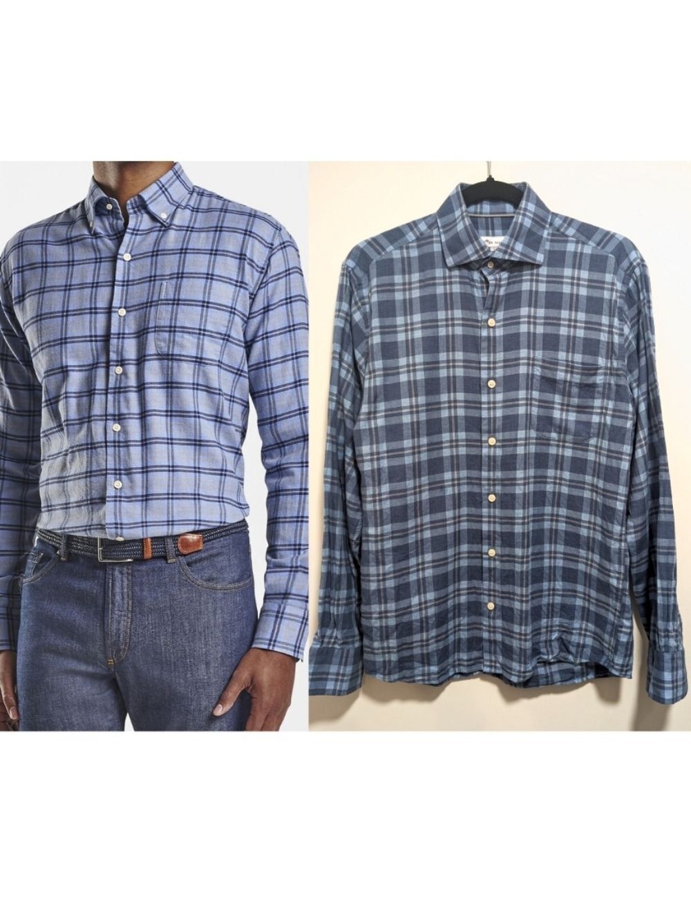Peter Millar | Gus Flannel Sport Shirt In Storm Blue